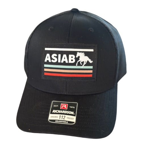 ASIAB OG Trucker Hat - Black/ Black – All seated in barn