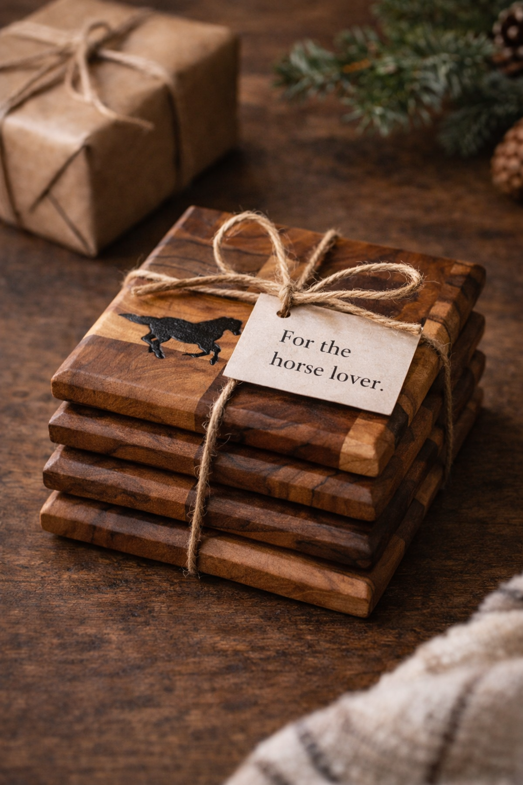 Horse Rescue Club Handcrafted Wood Coasters- set of 2 (pre-order)